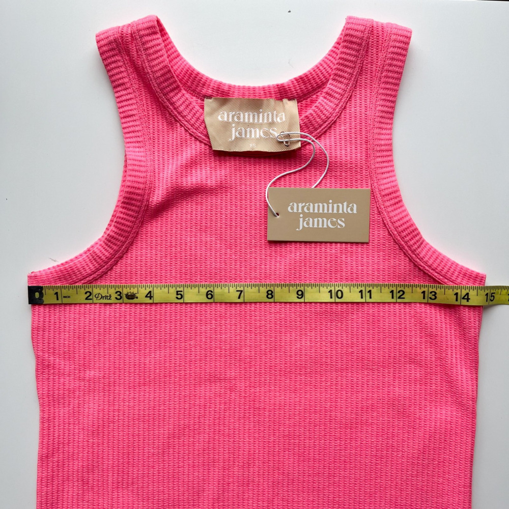 NWT Araminta James The Everyday Tank Watermelon Pink Waffle Knit Women XS Beach - Picture 8 of 9